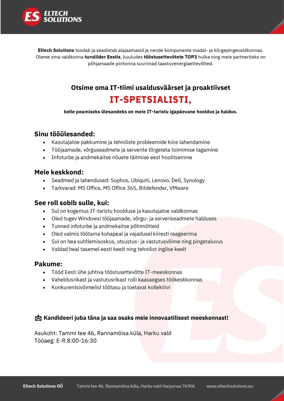 Eltech Solutions OÜ IT-spetsialist