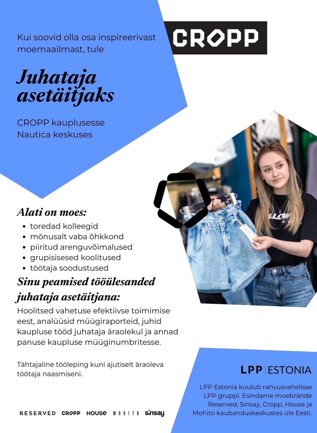 LPP Estonia OÜ Juhataja asetäitja Nautica keskuse CROPP kauplusesse!