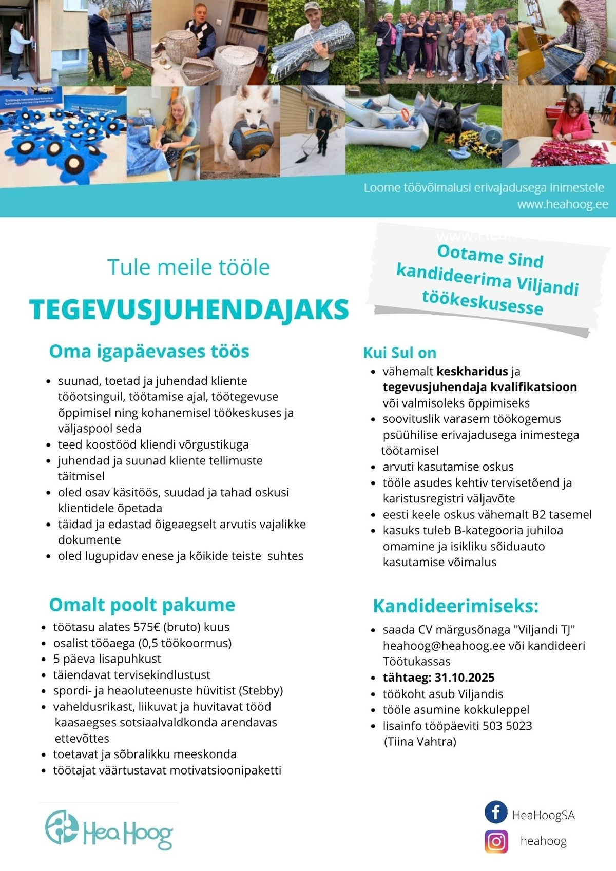 SA Hea Hoog Tegevusjuhendaja Viljandis