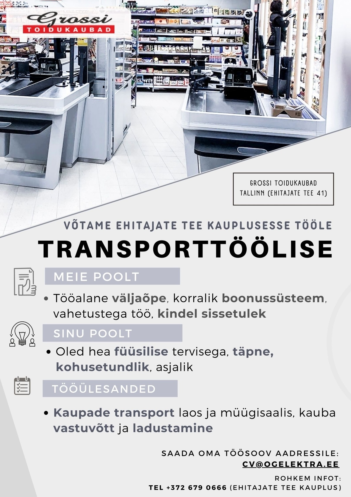 OG Elektra AS Transporttööline (Ehitajate tee 41)