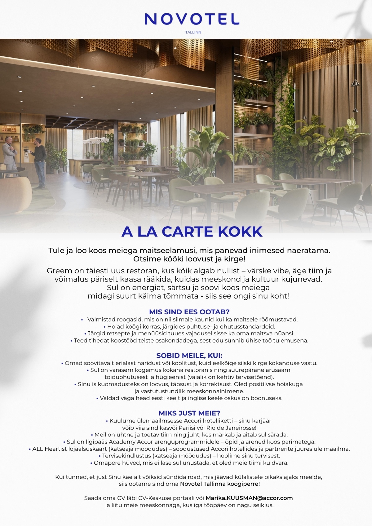 Novotel Tallinn A la carte kokk