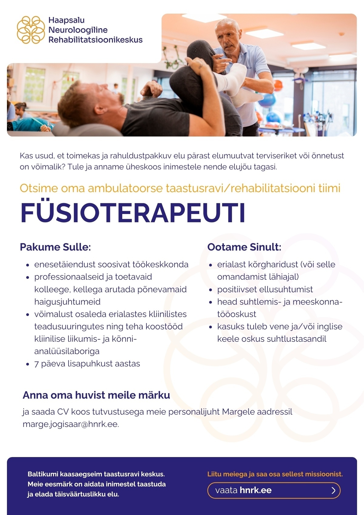 SA Haapsalu Neuroloogiline Rehabilitatsioonikeskus Füsioterapeut