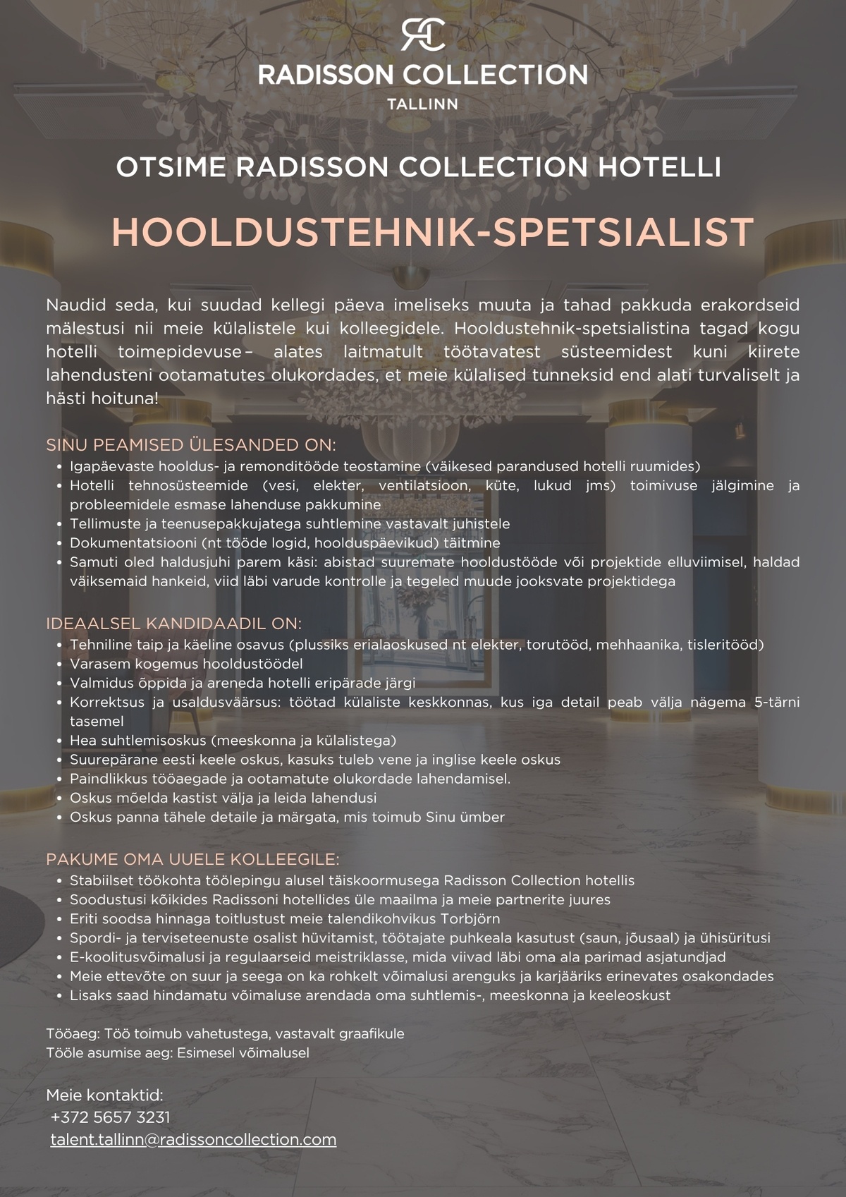 HMP Hotellid OÜ Hooldustehnik-spetsialist