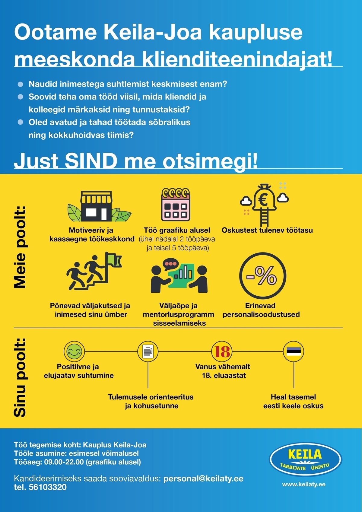 Keila Tarbijate Ühistu Klienditeenindaja Keila-Joa kauplusesse!