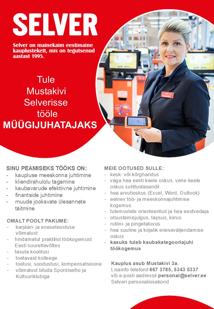 Selver Müügijuhataja Mustakivi Selveris