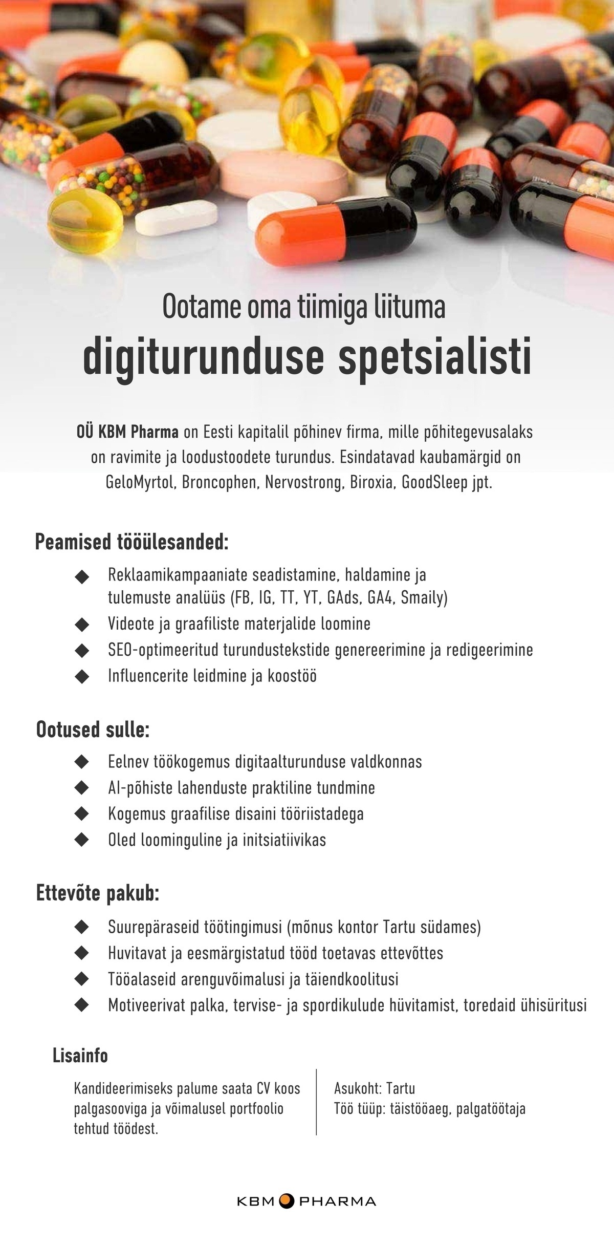 KBM Pharma OÜ Digiturunduse spetsialist