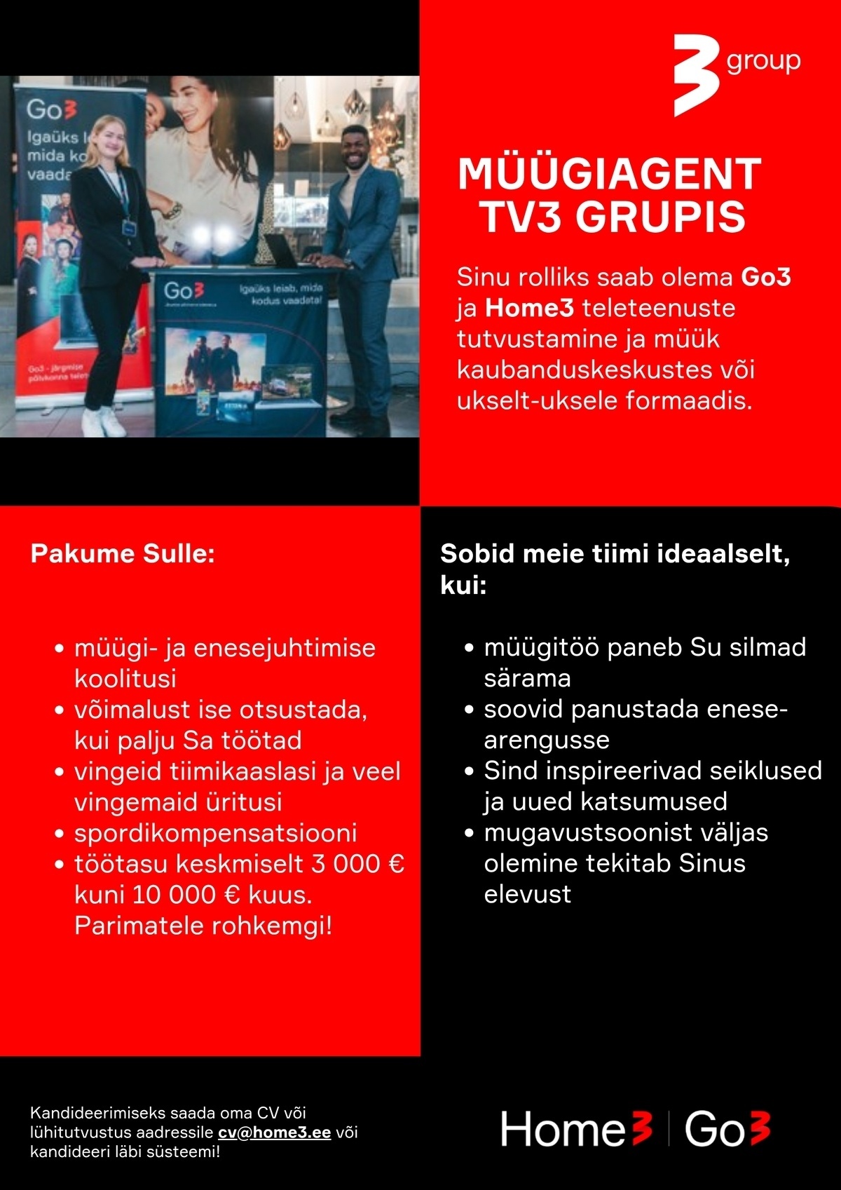 Go3 Baltics AS Müügispetsialist TV3 Grupis