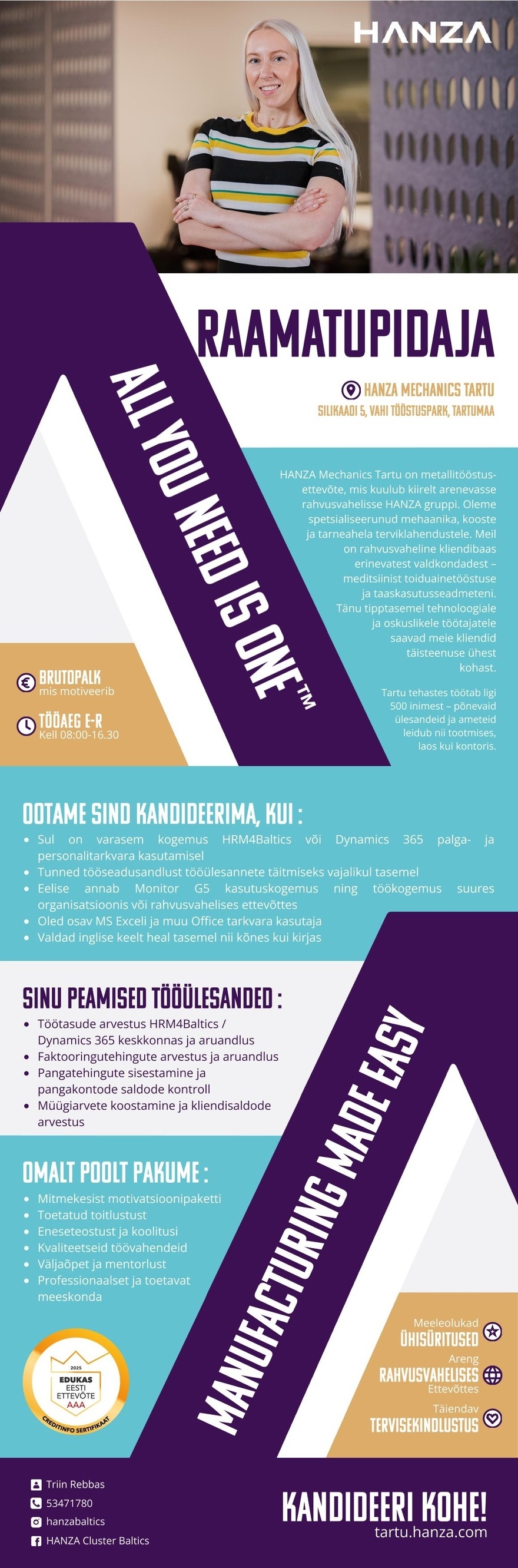 HANZA Mechanics Tartu AS Raamatupidaja