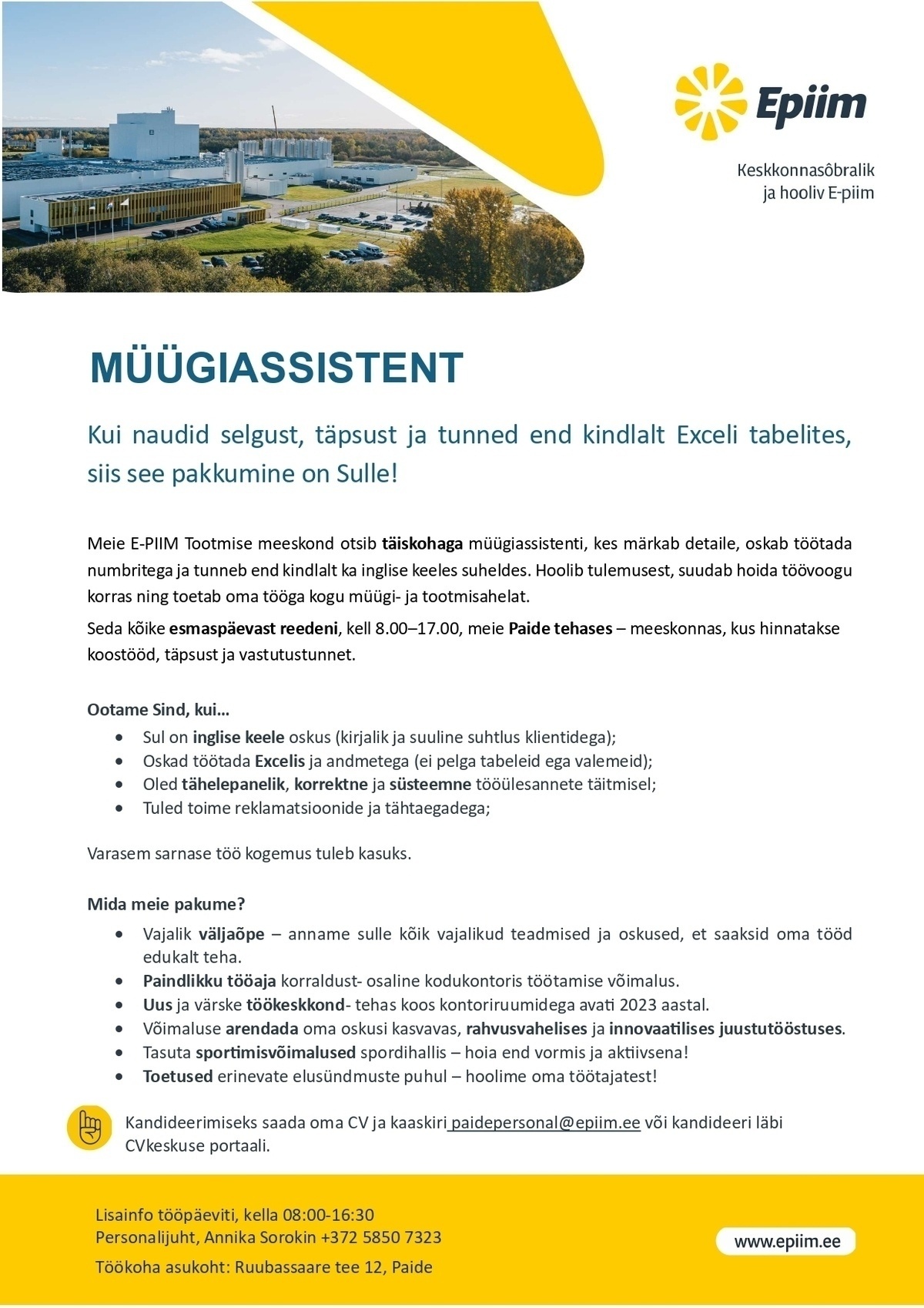 E-Piim tootmine AS Müügiassistent