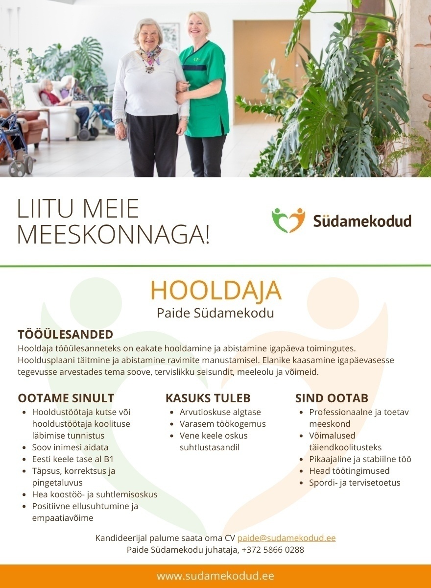 Südamekodud AS Hooldaja Paide Südamekodusse