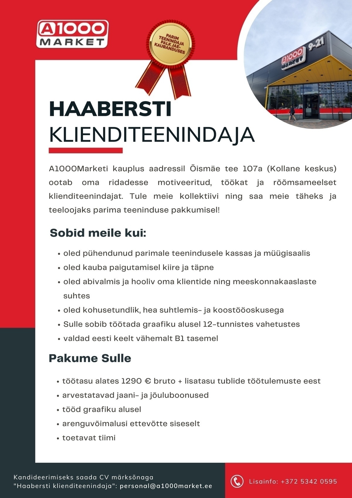 A1M OÜ Klienditeenindaja Haaberstis