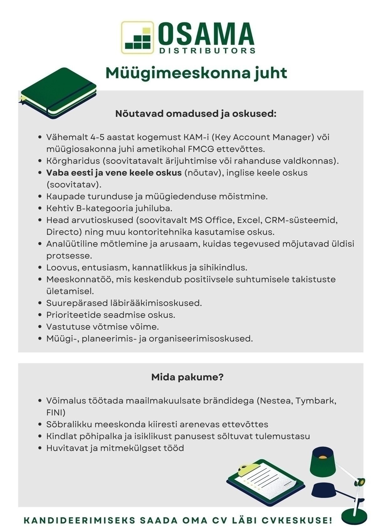 Osama Eesti OÜ Müügimeeskonna juht