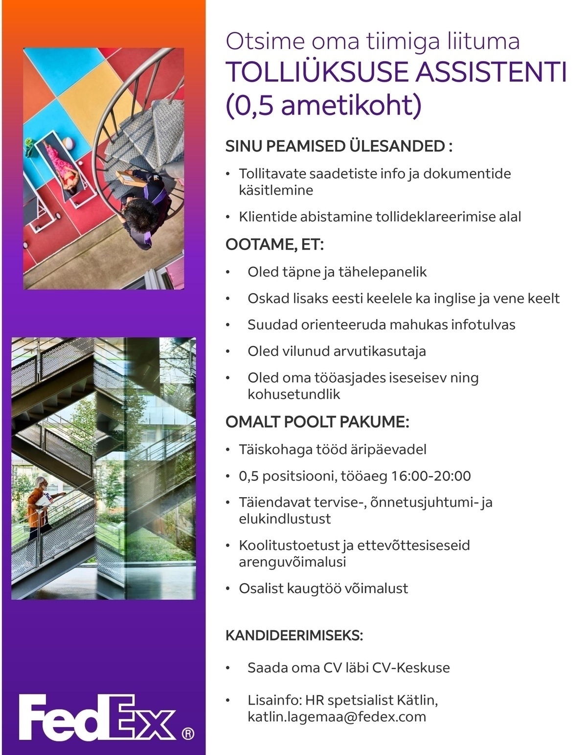 FedEx Express Estonia AS Tolliüksuse assistent (0,5 ametikoht)