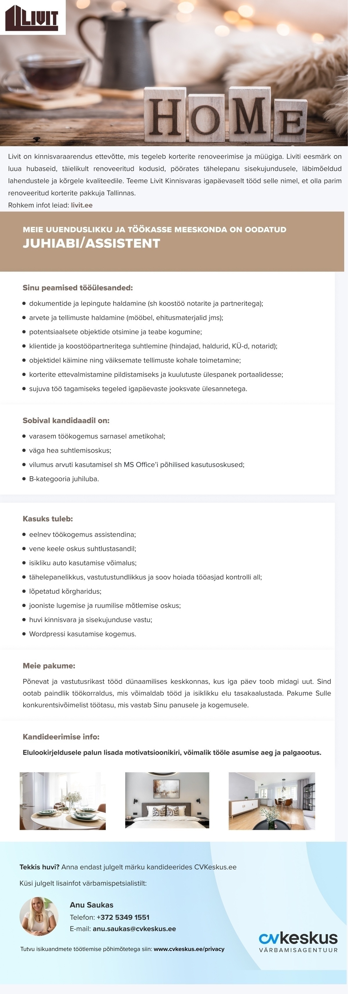 Livit Kinnisvara OÜ JUHIABI/ASSISTENT