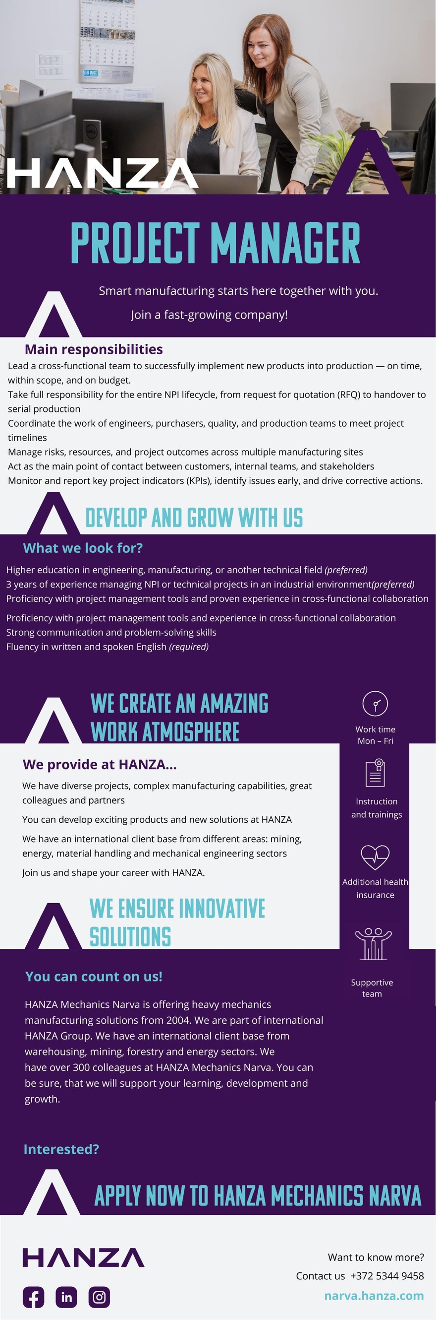 HANZA Mechanics Narva AS Project Manager