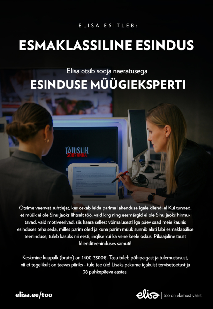 Elisa Eesti AS Esinduse müügiekspert