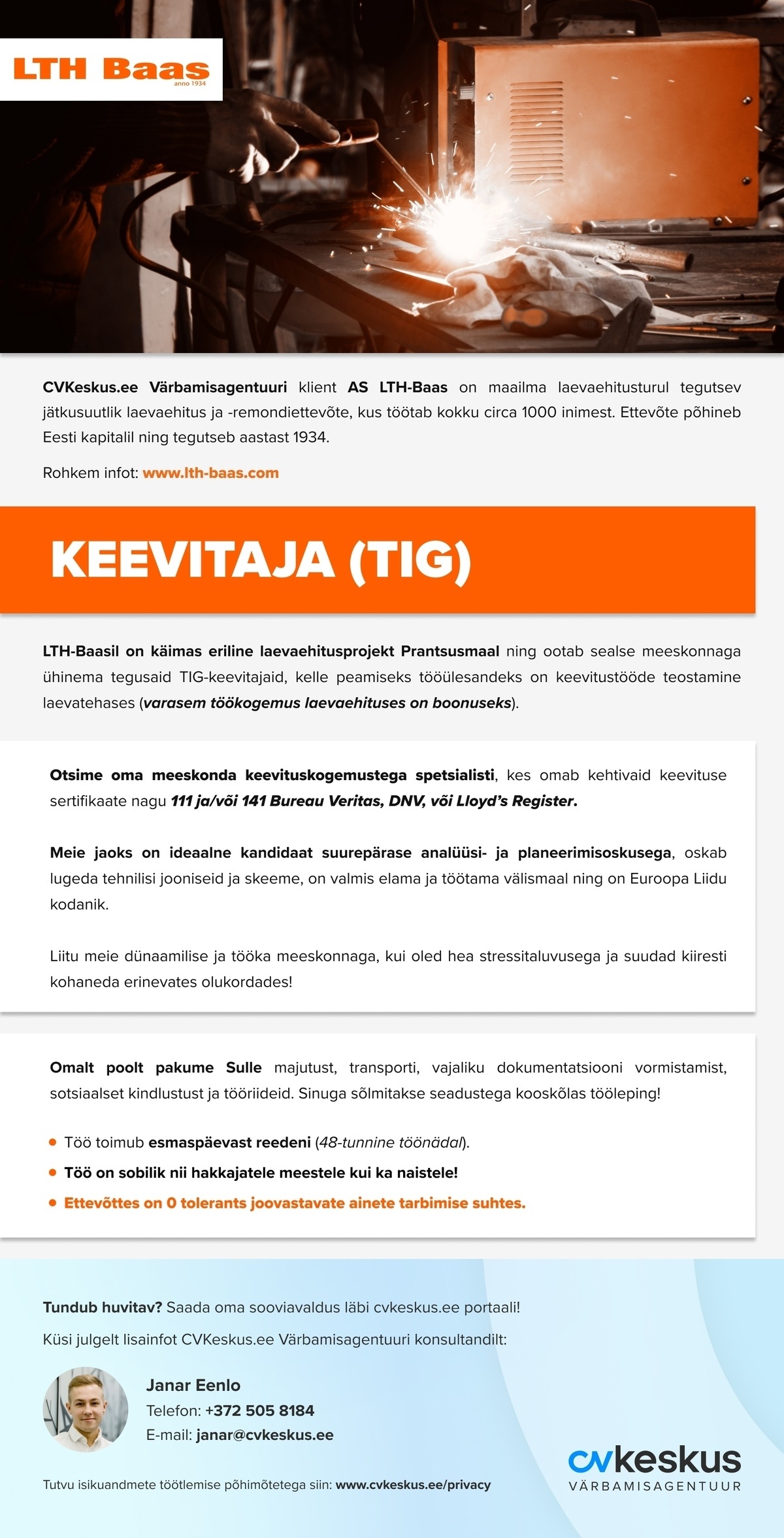 AS LTH-Baas KEEVITAJA (TIG) LAEVATEHASESSE