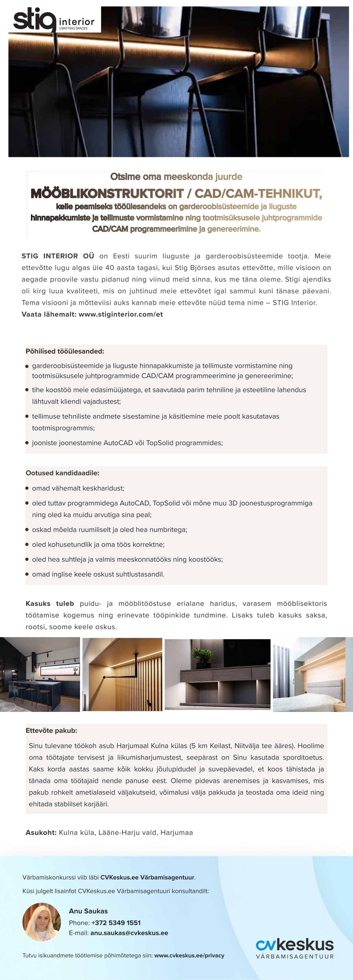 STIG INTERIOR OÜ MÖÖBLIKONSTRUKTOR / CAD/CAM-TEHNIK