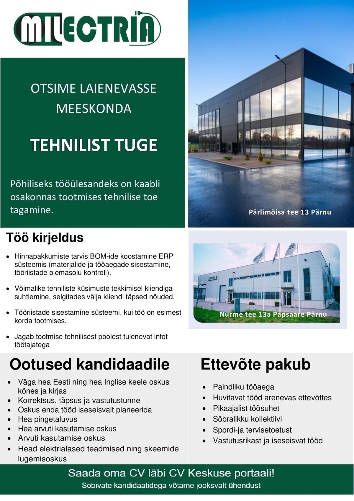 MILECTRIA EST OÜ TEHNILINE TUGI