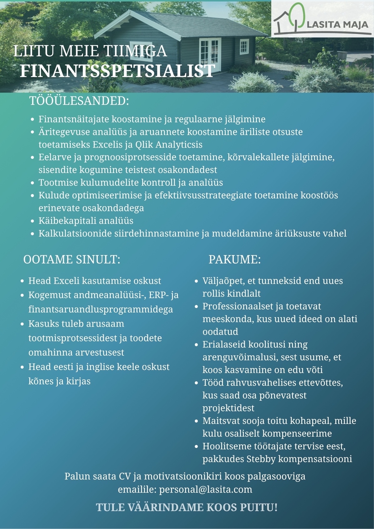 Lasita Maja OÜ Finantsspetsialist