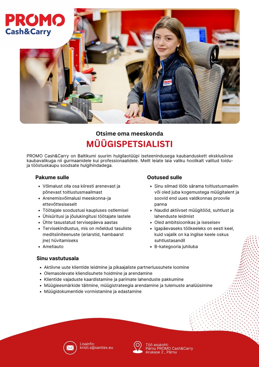 Sanitex OÜ Müügispetsialist Pärnu Promo Cash&Carry hulgikaupluses