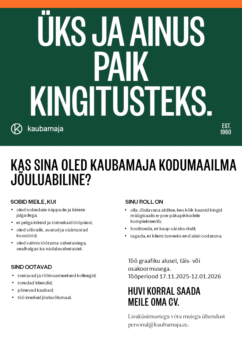 Kaubamaja Kodumaailma jõuluabiline