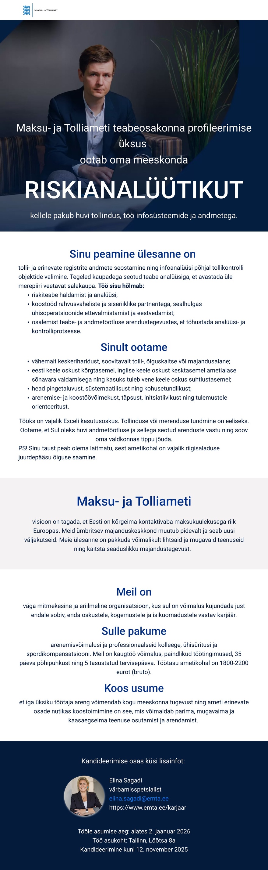 Maksu- ja Tolliamet Riskianalüütik