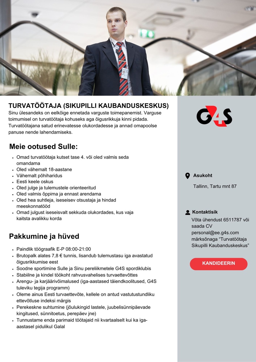 AS G4S Eesti Turvatöötaja (Sikupilli Kaubanduskeskus)