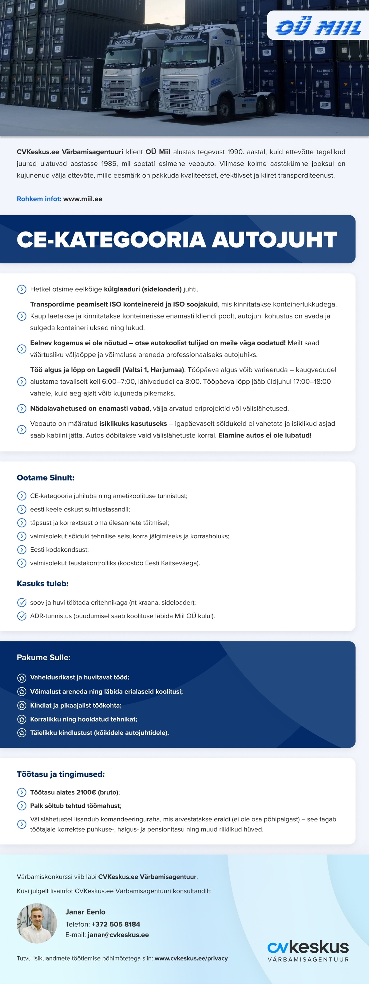 OÜ Miil CE-KATEGOORIA AUTOJUHT