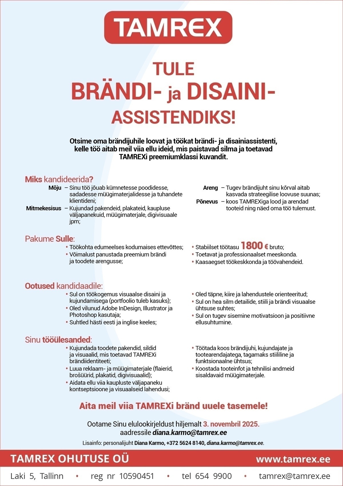 Tamrex Ohutuse OÜ Brändi- ja disainiassistent
