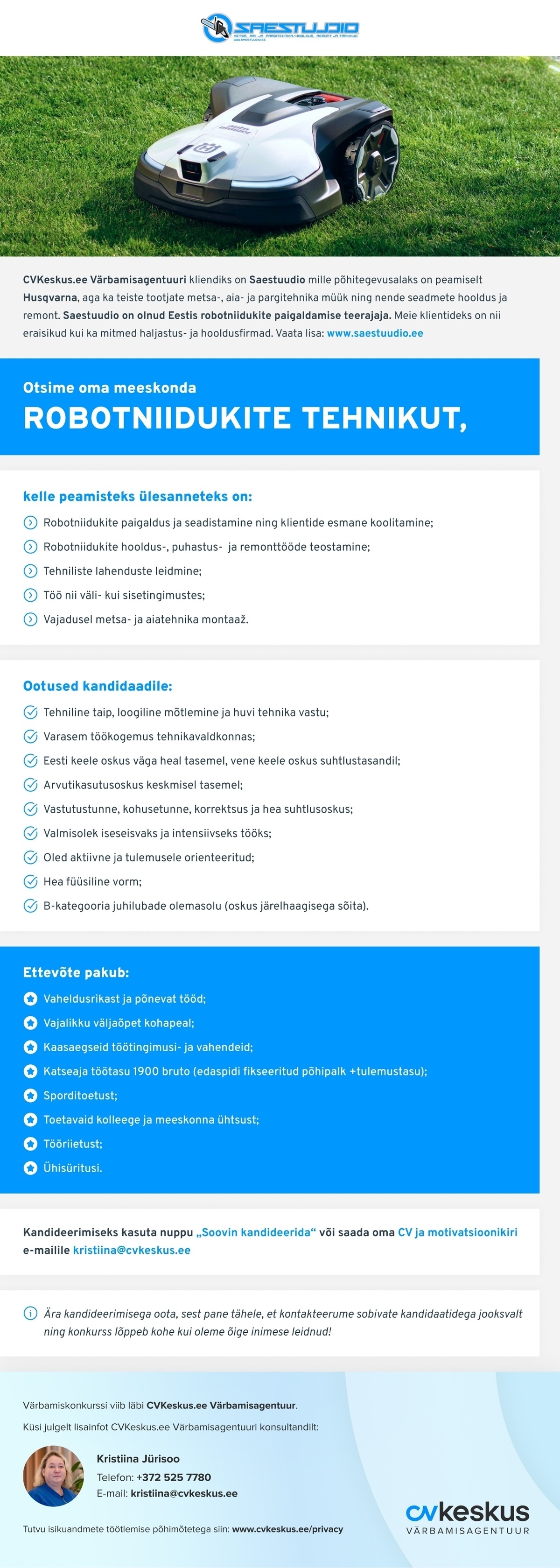 Saestuudio OÜ ROBOTNIIDUKITE TEHNIK