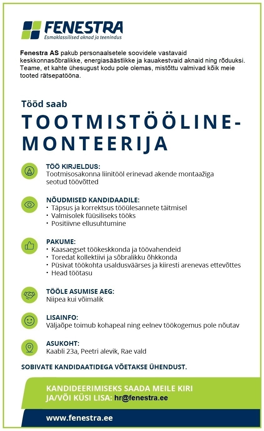 Fenestra AS Monteerija