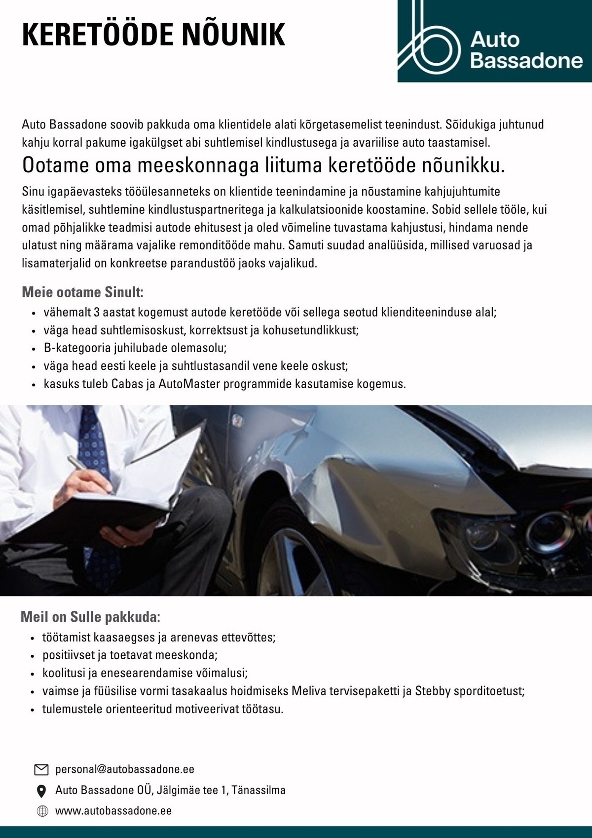Auto Bassadone OÜ Keretööde nõunik