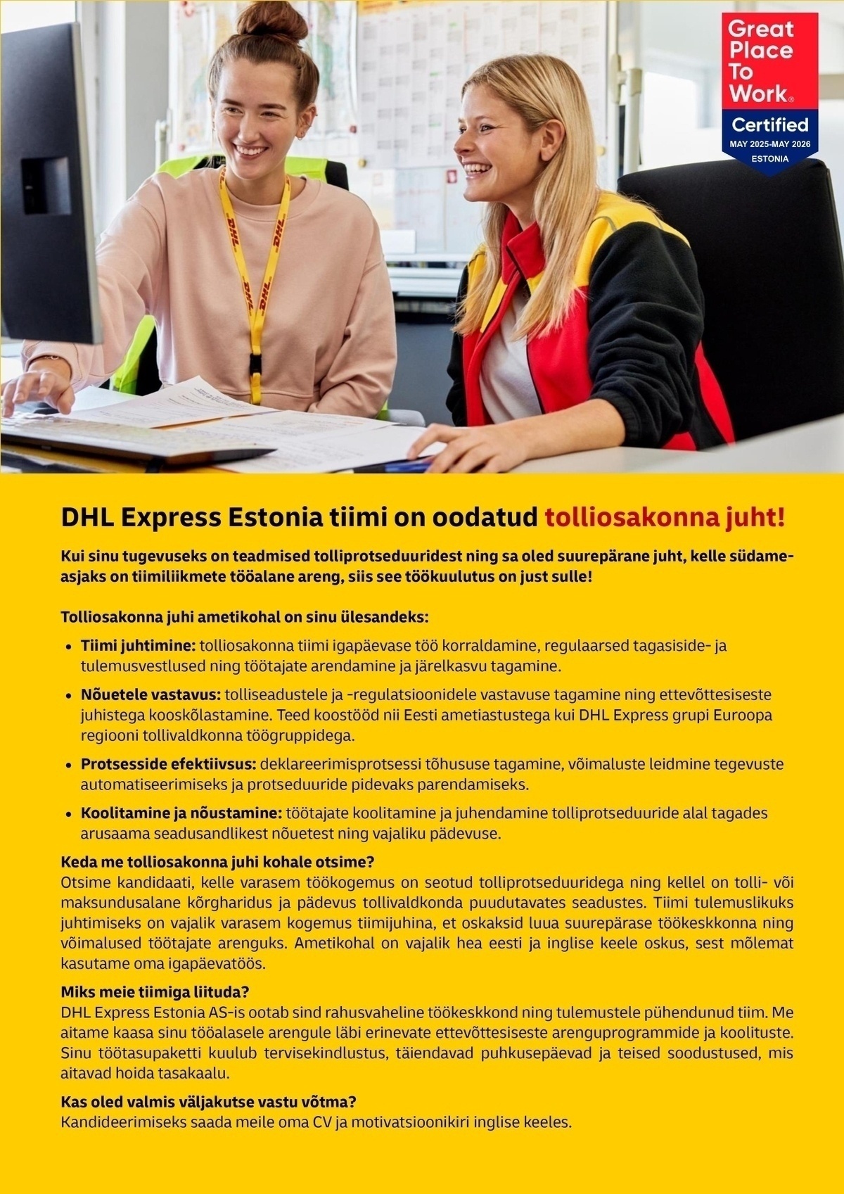 DHL Express Estonia AS Tolliosakonna juht