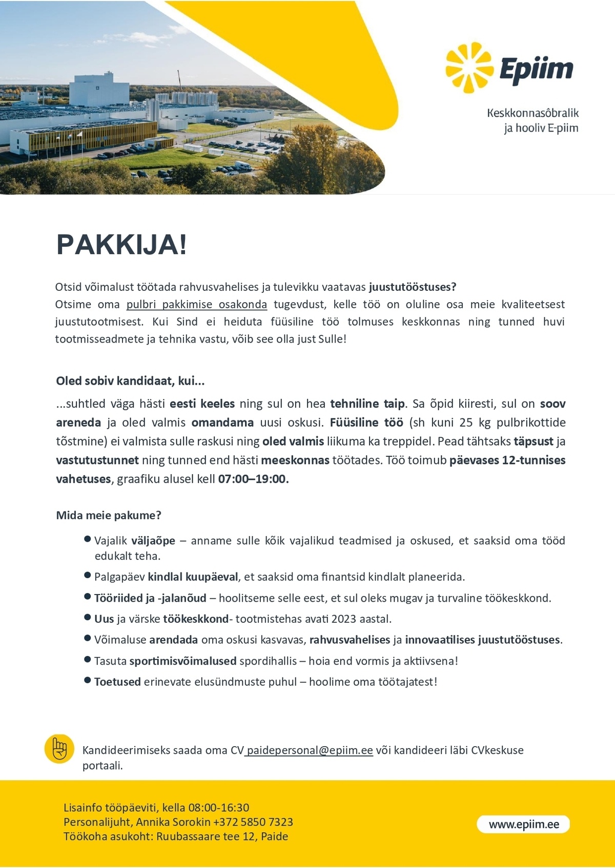 E-Piim tootmine AS Pulbri pakkija