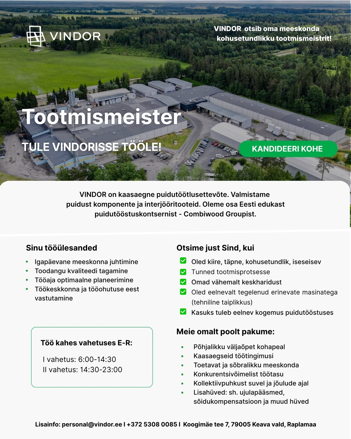 Vindor OÜ Tootmismeister
