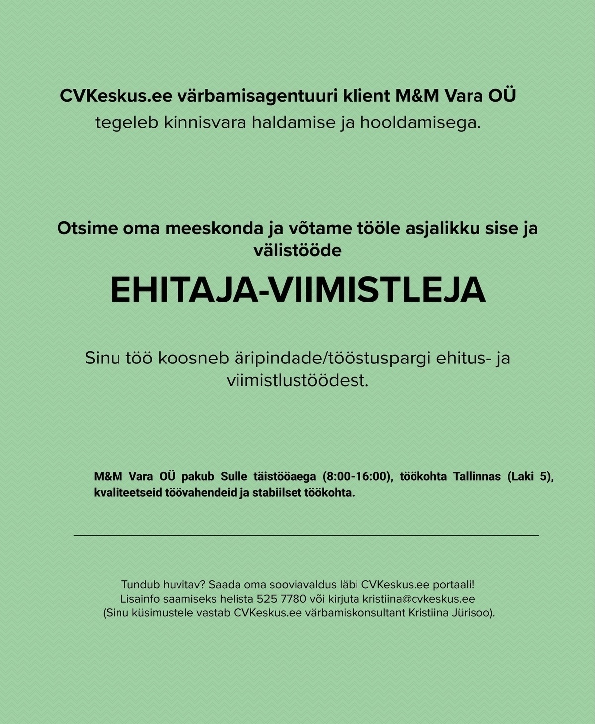 M&M VARA OÜ EHITAJA-VIIMISTLEJA