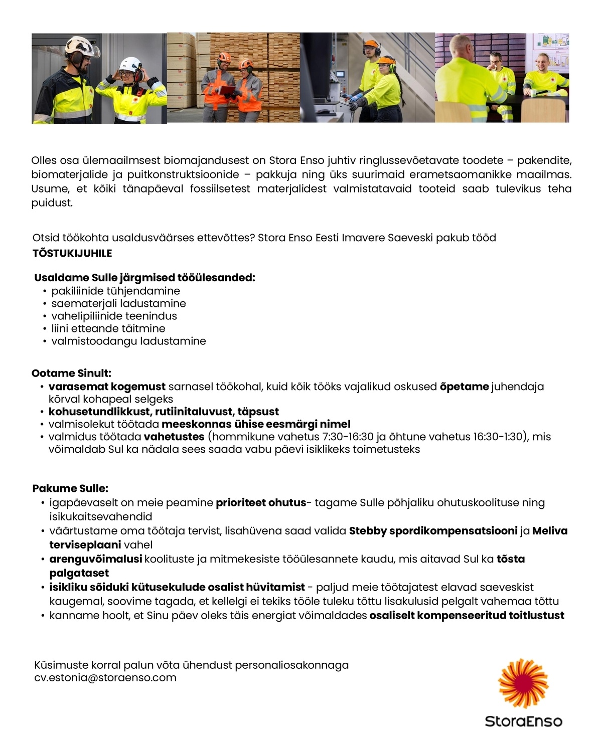 Stora Enso Eesti AS Tõstukijuht