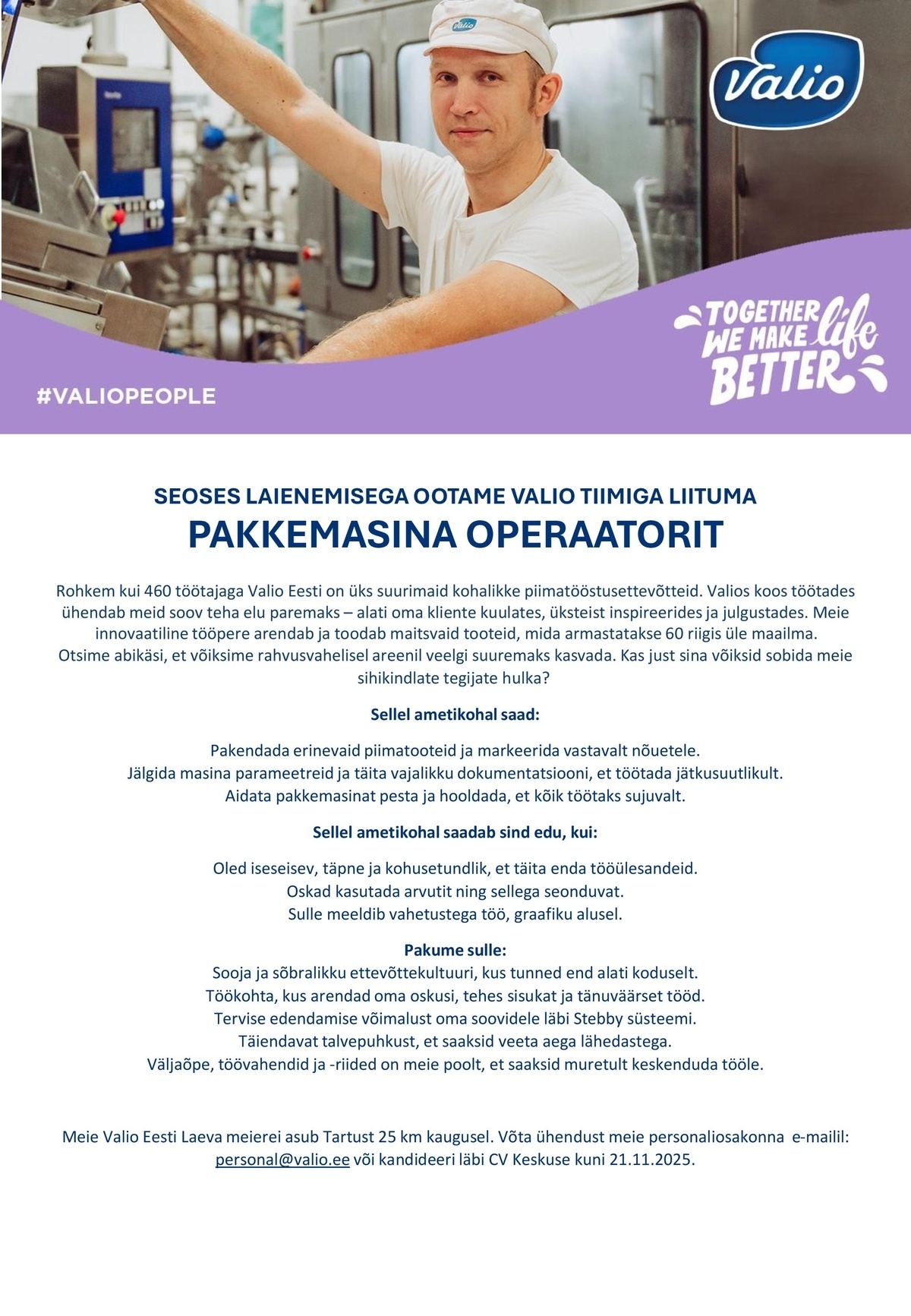 Valio Eesti AS Pakkemasina operaator