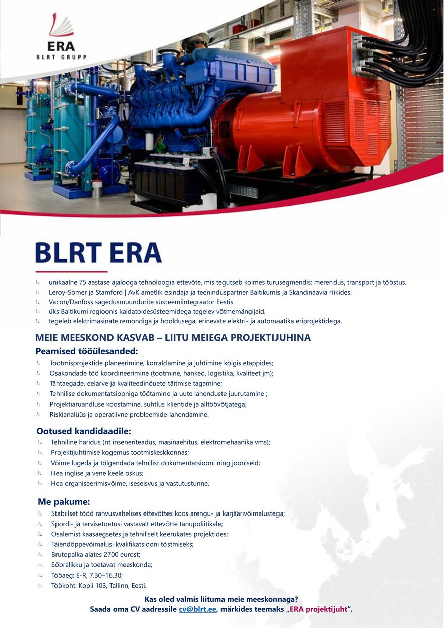 BLRT Era Projektijuht