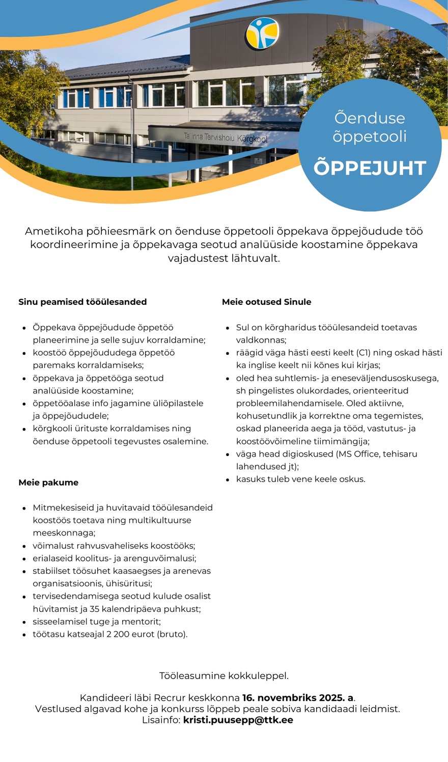 Tallinna Tervishoiu Kõrgkool Õenduse õppetooli õppejuht