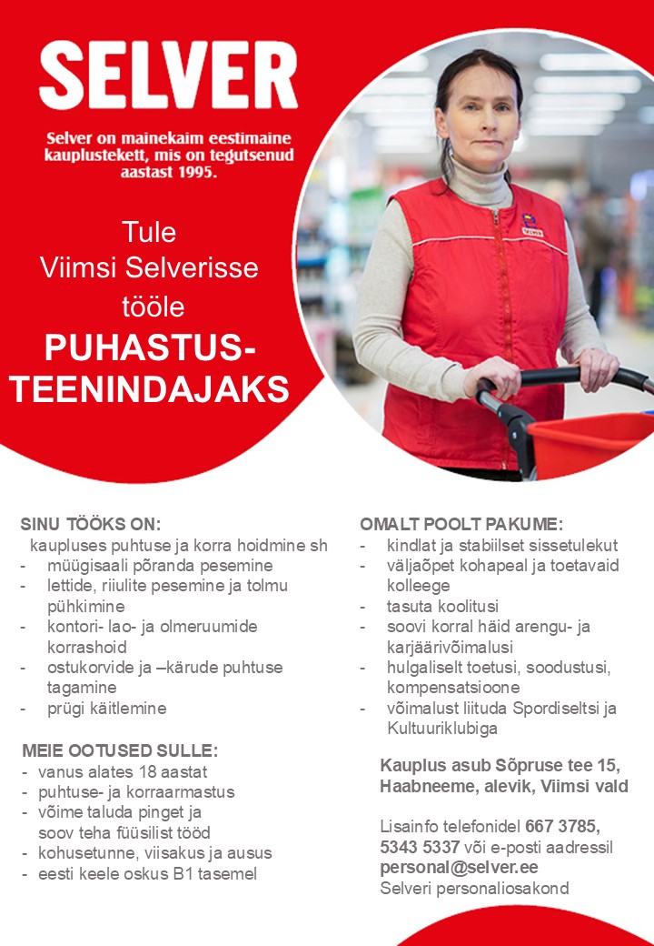 Selver Puhastusteenindaja Viimsi Selveris