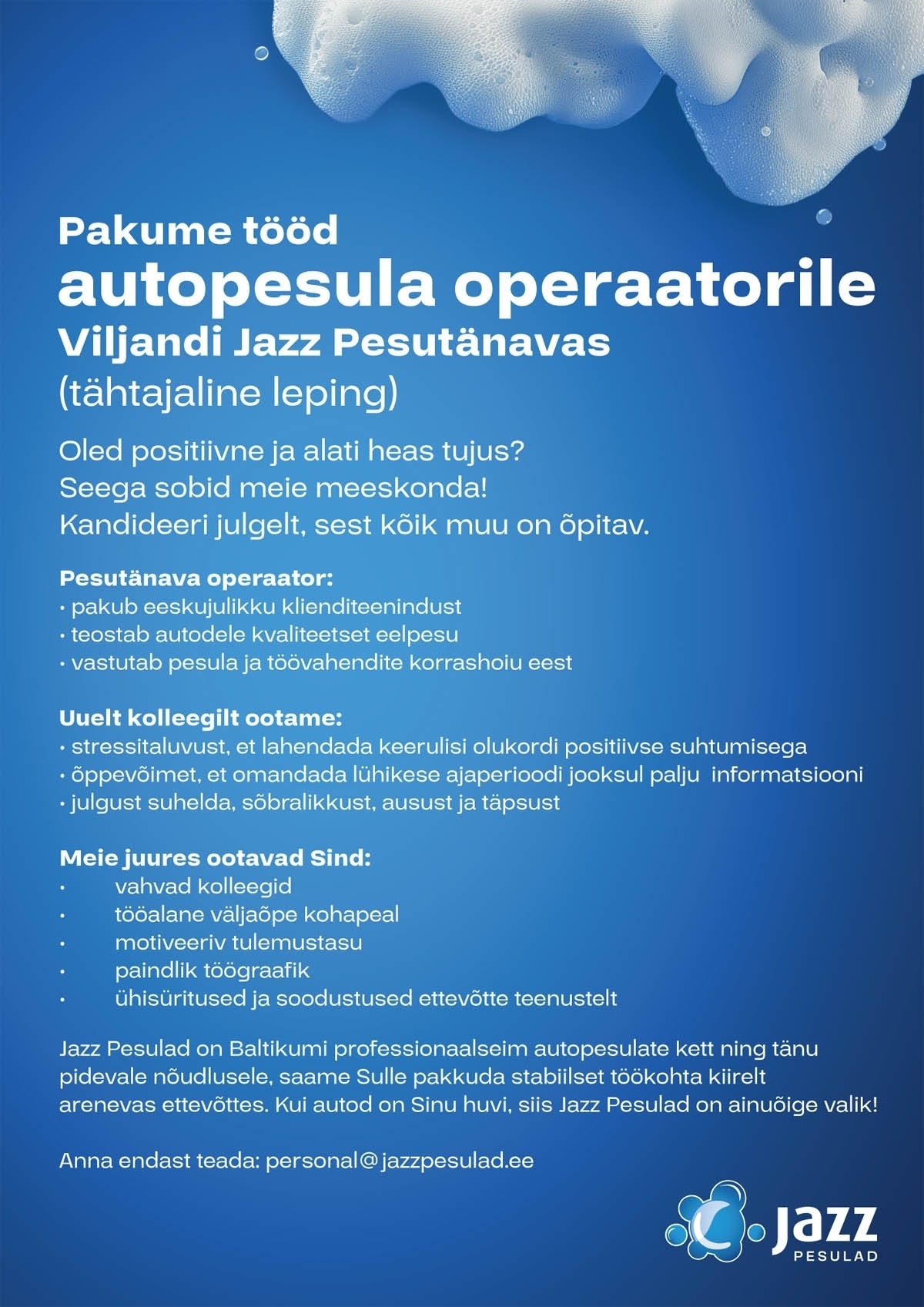 Express Pesulad OÜ Viljandi Jazz Pesutänava operaator (tähtajaline leping)