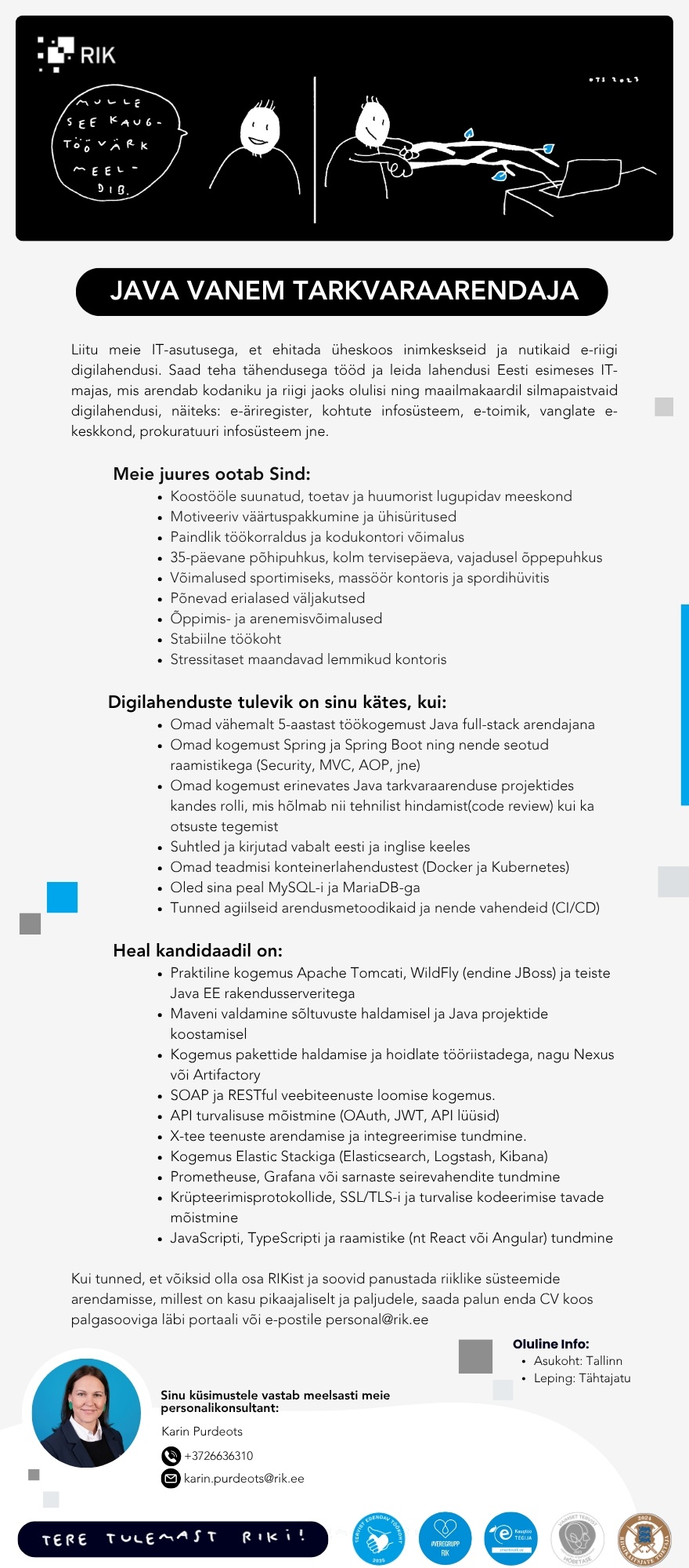 Registrite ja Infosüsteemide Keskus JAVA VANEM TARKVARAARENDAJA