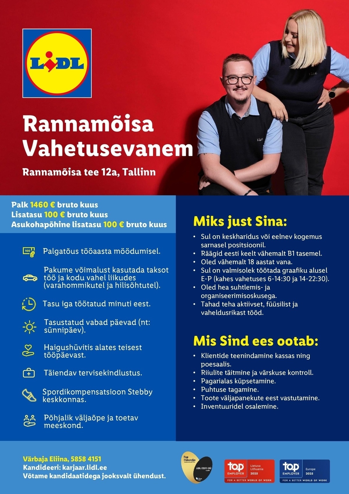 Lidl Eesti OÜ Rannamõisa vahetusevanem (Rannamõisa tee 12a, Tallinn)