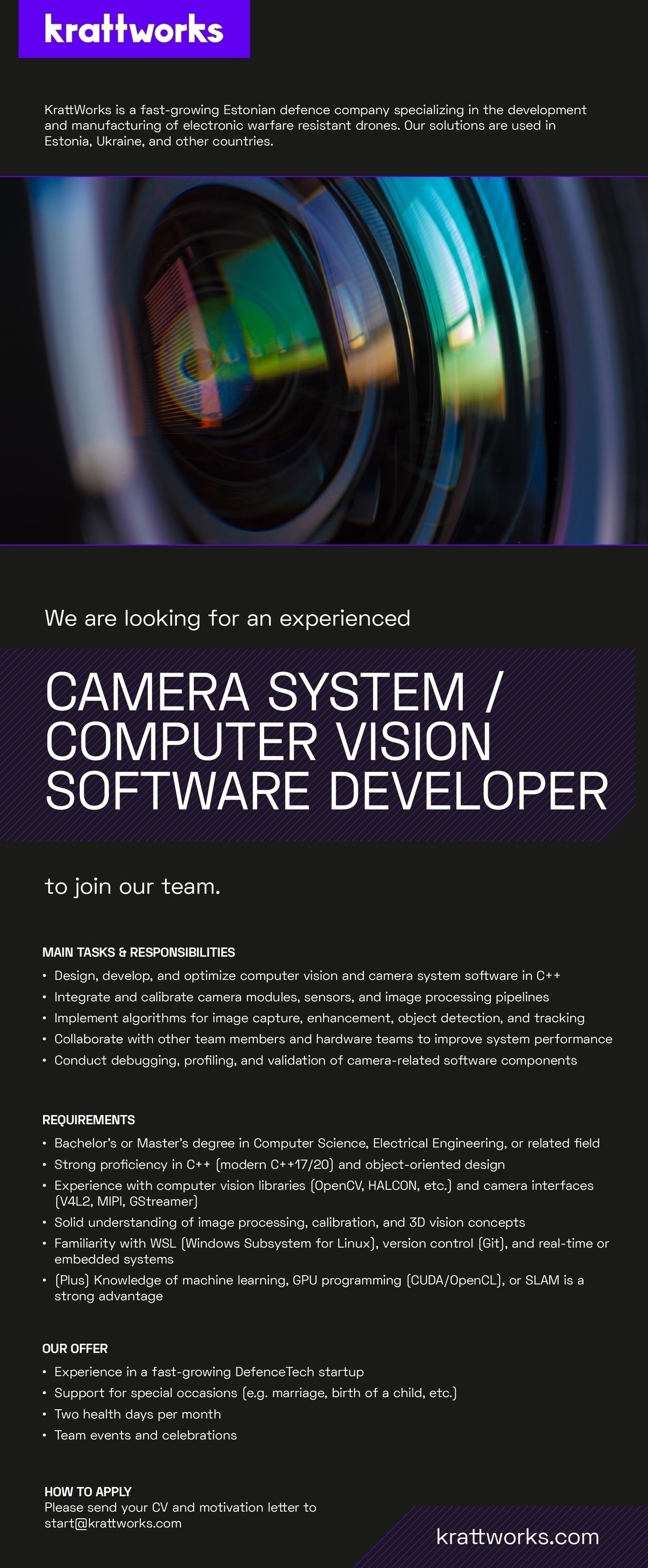KrattWorks OÜ Camera System / Computer Vision Software Developer