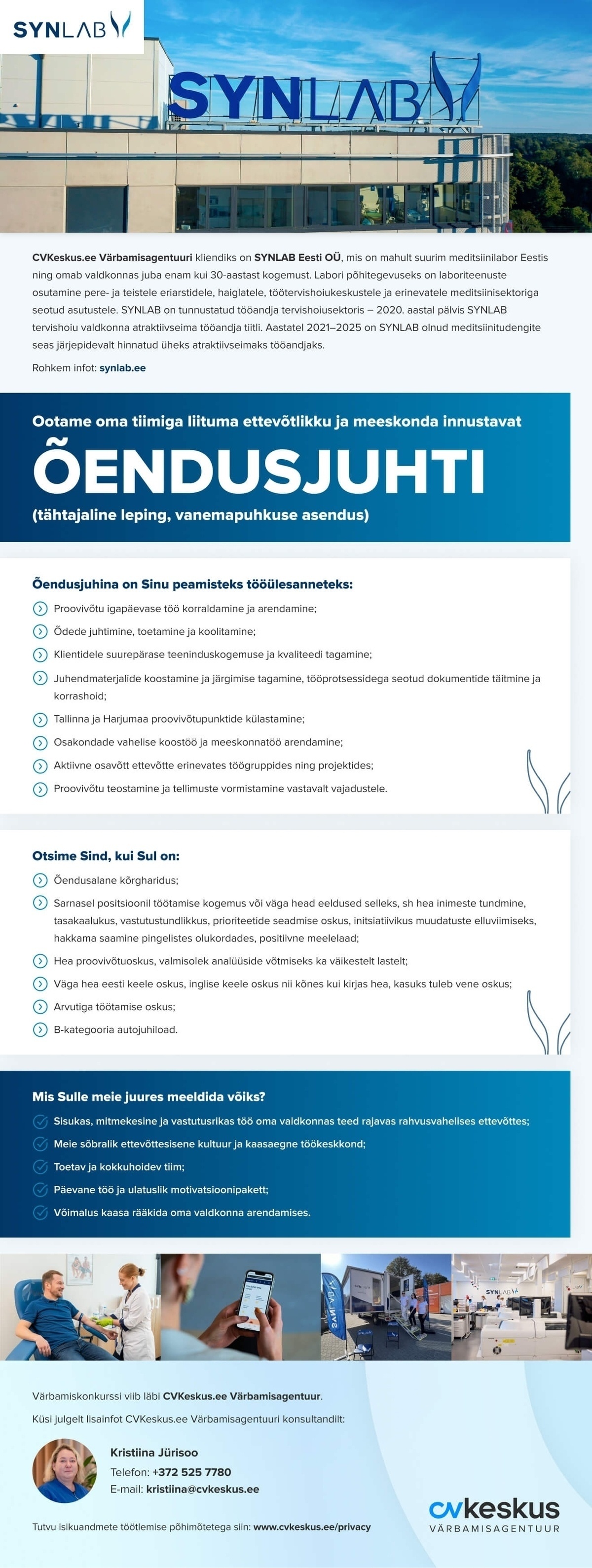 SYNLAB Eesti OÜ ÕENDUSJUHT (vanemapuhkuse asendus)