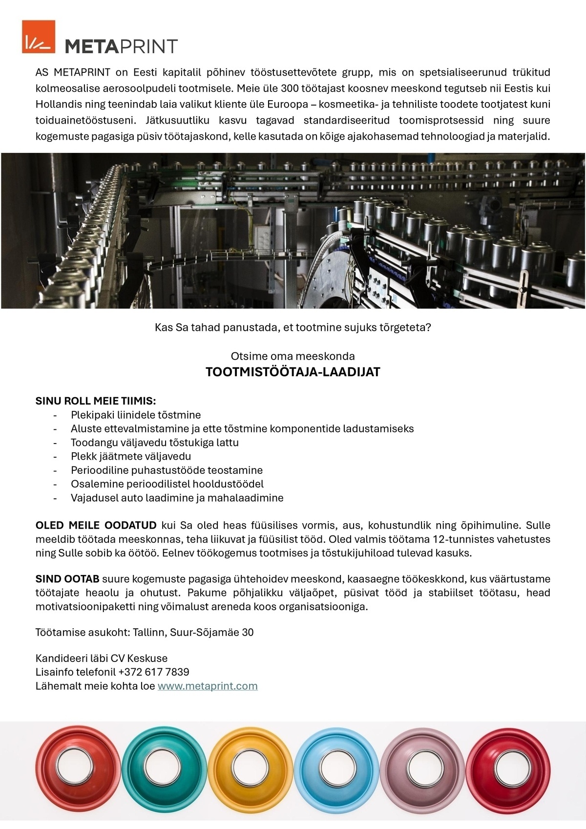 Metaprint AS Tootmistöötaja-laadija