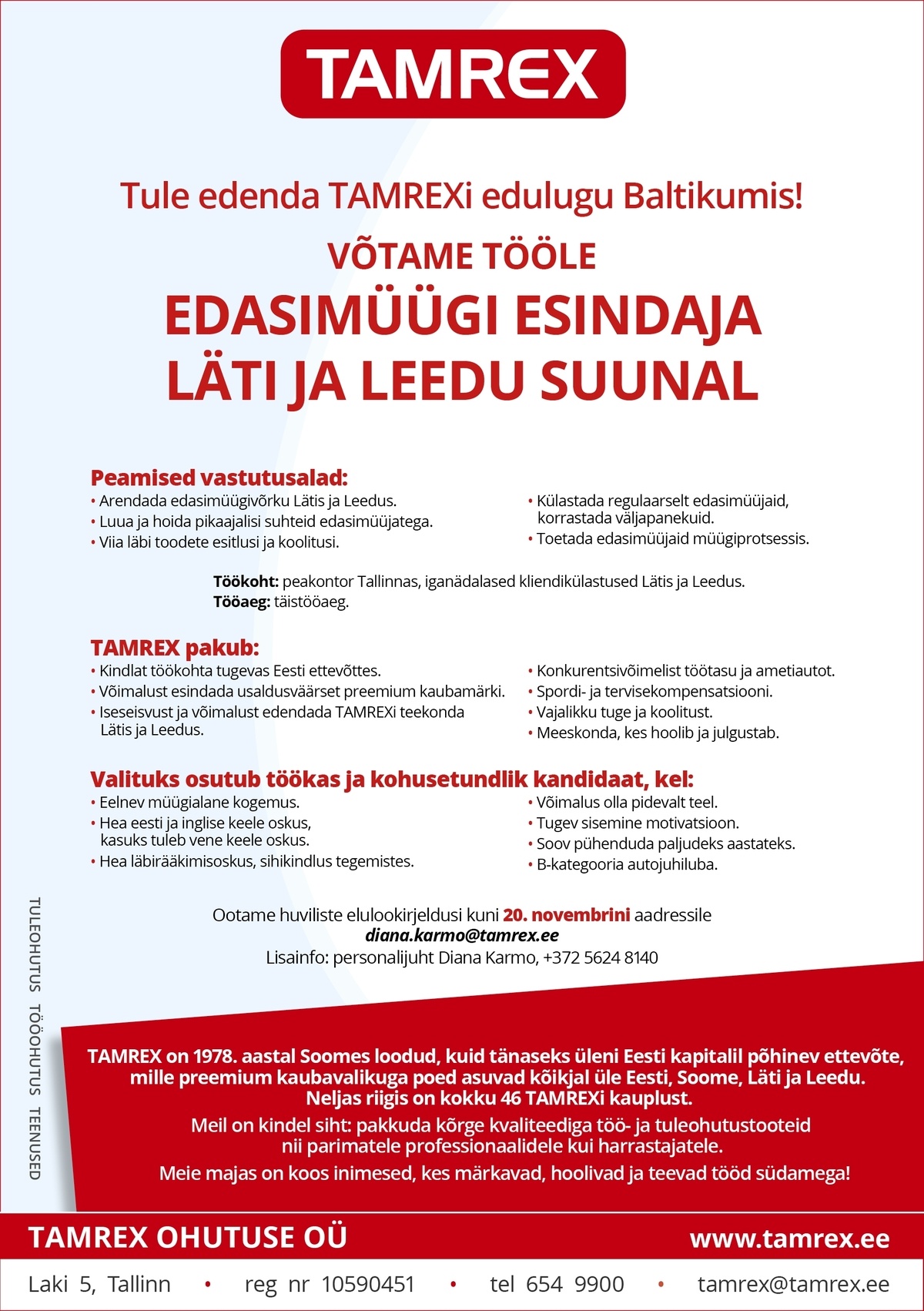 Tamrex Ohutuse OÜ Edasimüügiesindaja