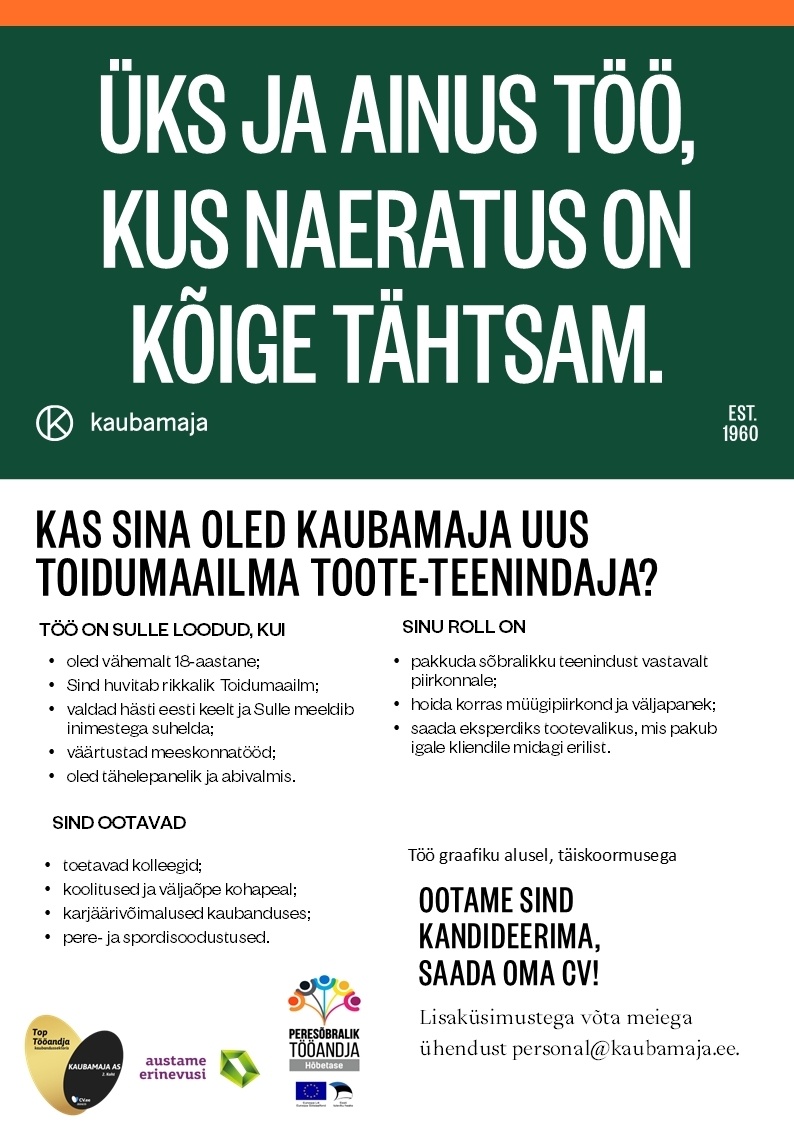 Kaubamaja Toidumaailma toote-teenindaja